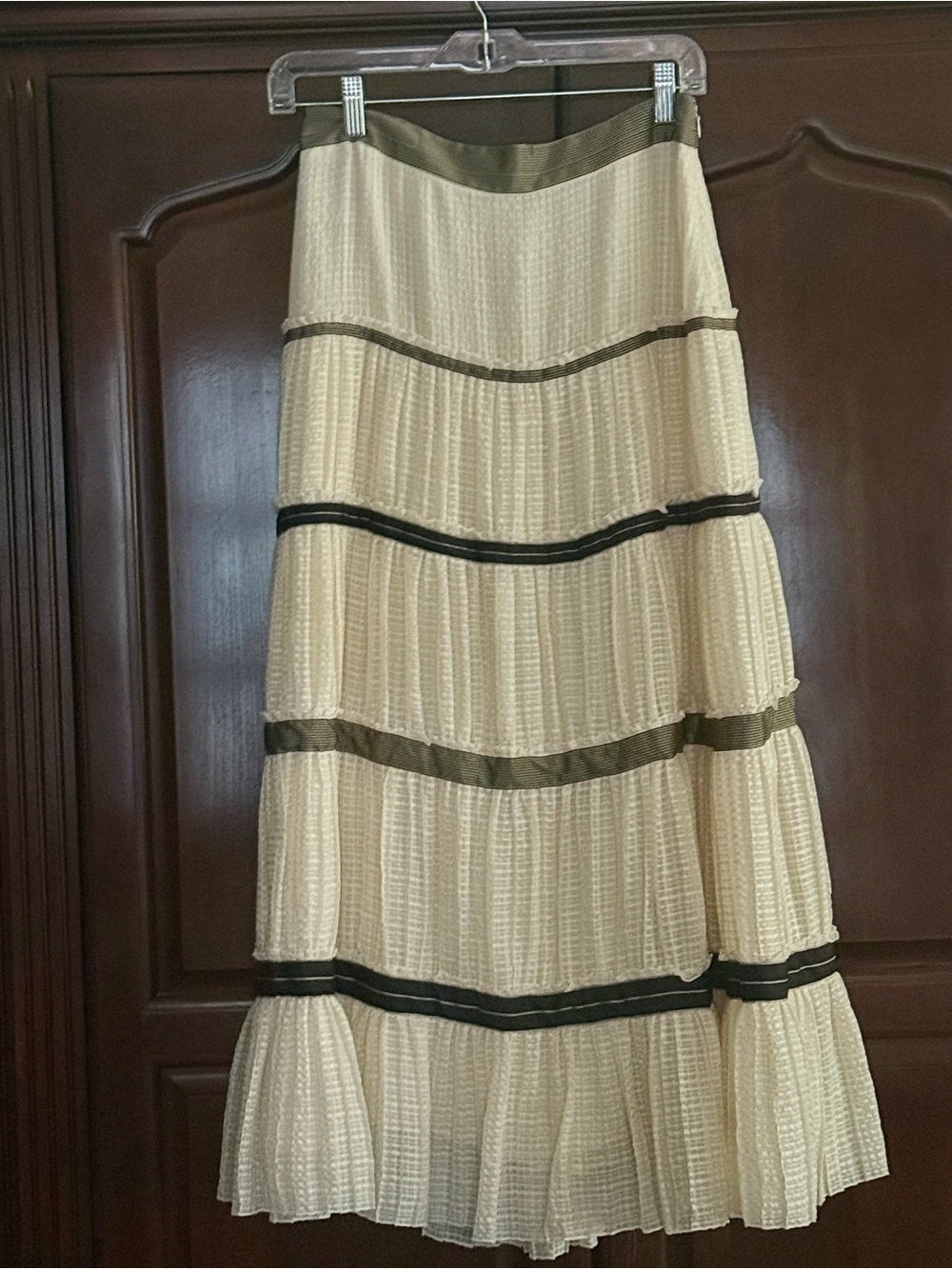 Etro Cream and Black stripe Stunning Silk Skirt size 42 US 6-8 NWT made in Italy